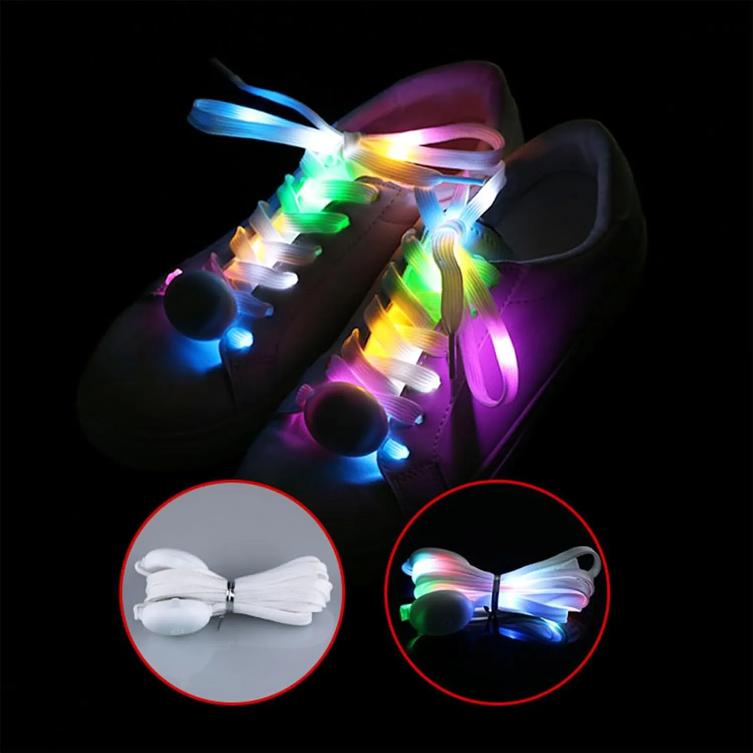1 Pair LED Light Up Shoelaces for Night Running, Party, Mutlicolor Lighting Shoe Laces Glow Shoe Laces for Sneaker Yellow