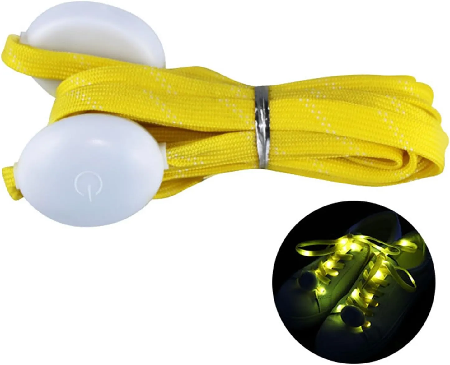 1 Pair LED Light Up Shoelaces for Night Running, Party, Mutlicolor Lighting Shoe Laces Glow Shoe Laces for Sneaker Yellow