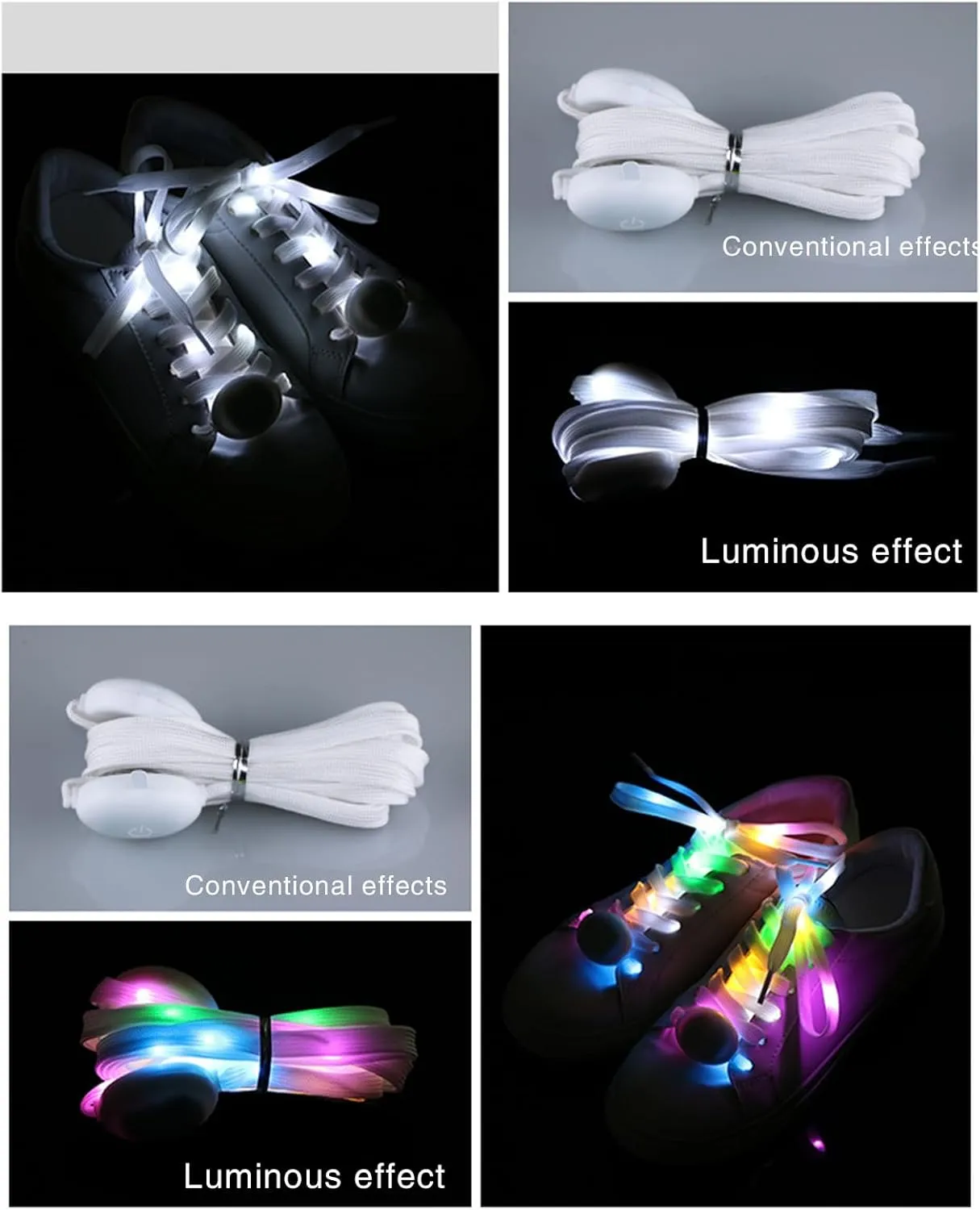 1 Pair LED Light Up Shoelaces for Night Running, Party, Mutlicolor Lighting Shoe Laces Glow Shoe Laces for Sneaker Yellow