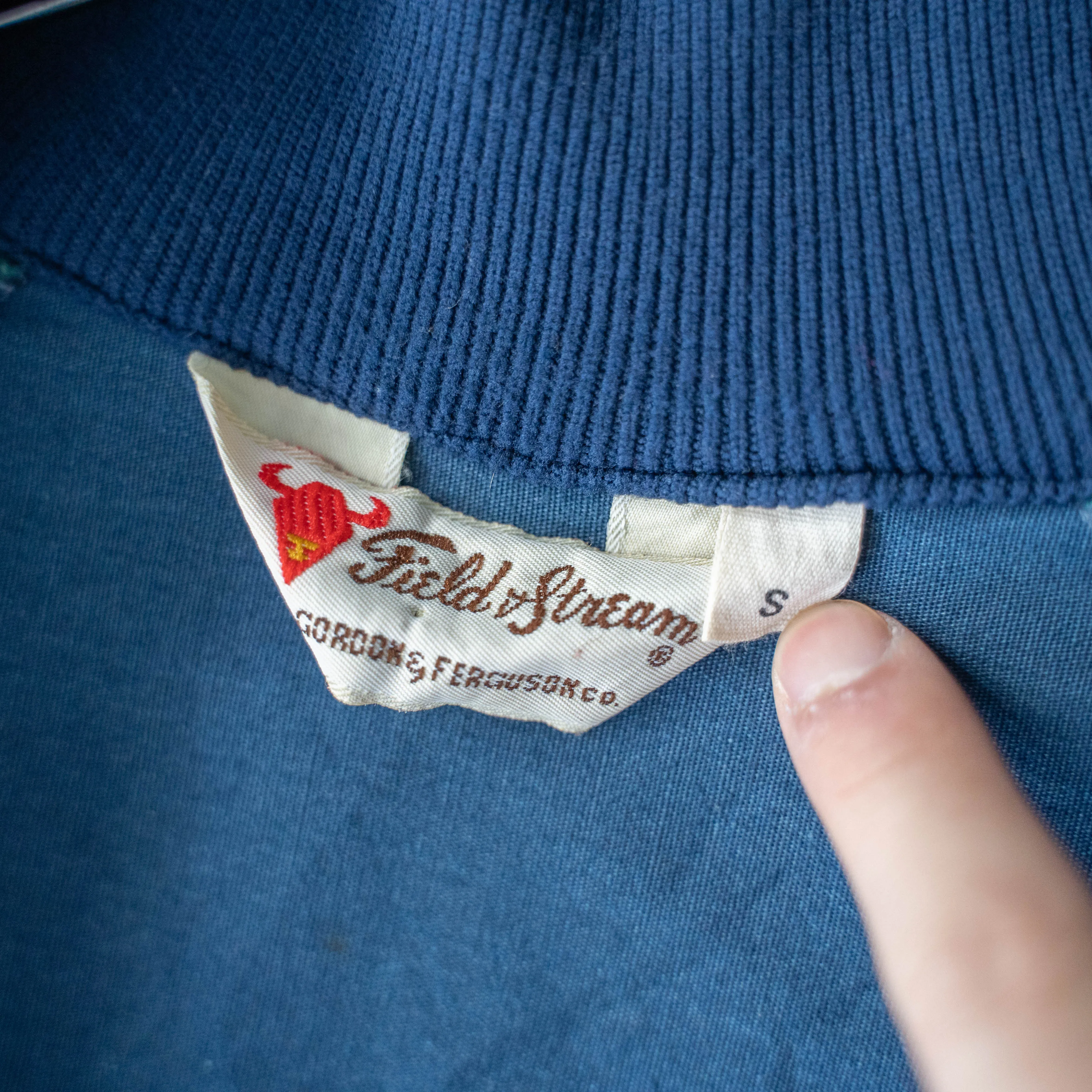 1980-90s green × navy half zip smock