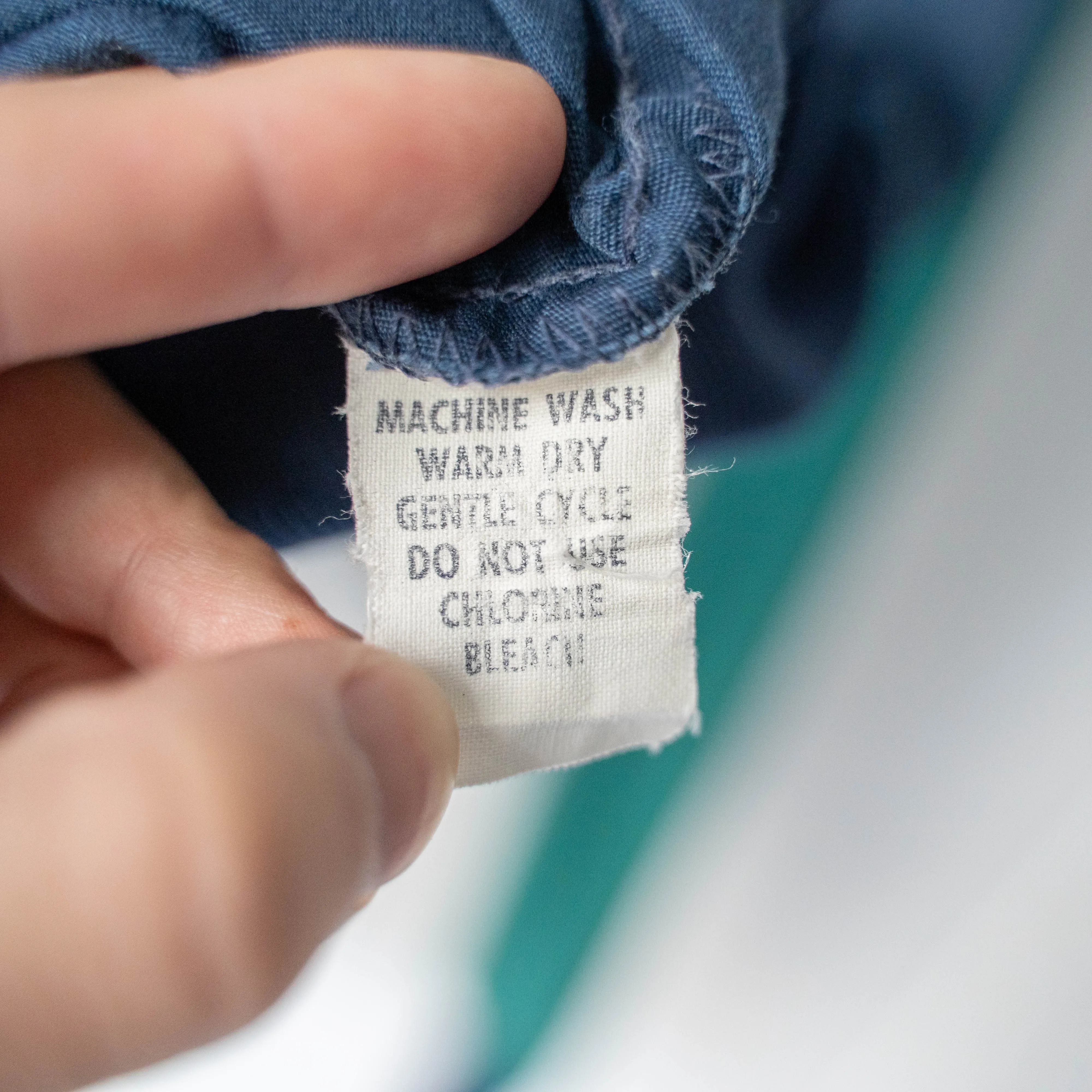 1980-90s green × navy half zip smock