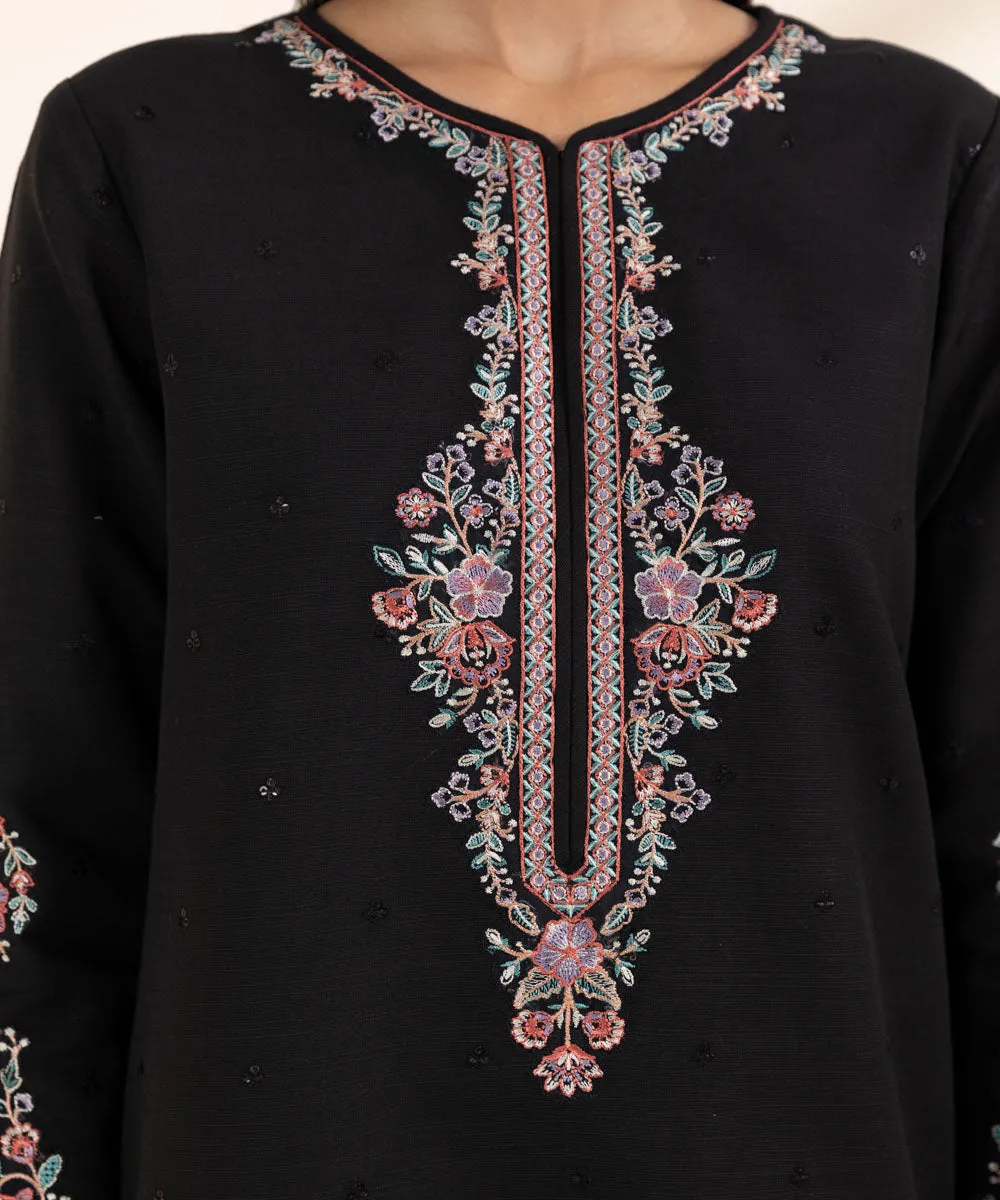 2 Piece - Embroidered Khaddar Suit