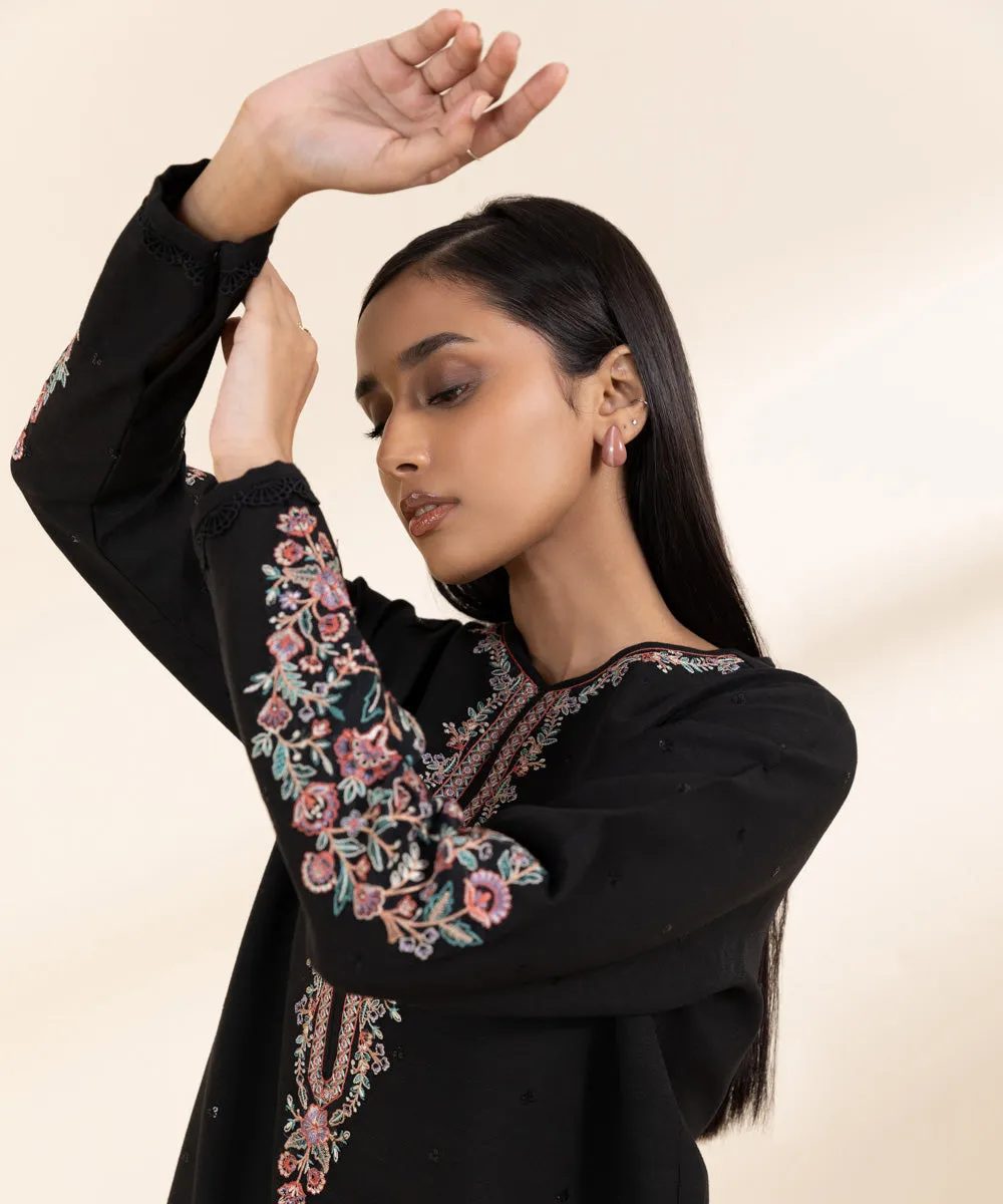 2 Piece - Embroidered Khaddar Suit