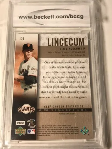 2007 SP Rookie Edition #124 Tim Lincecum Giants Baseball Card In Case