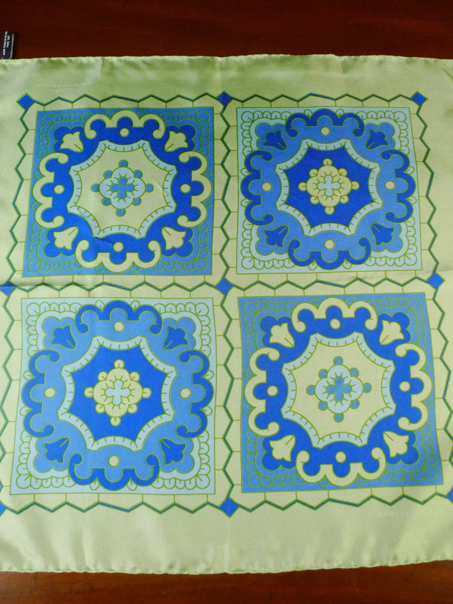 24/0419 new Turnbull & Asser JERMYN ST. red teal paisley design all silk pocket square