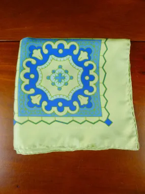 24/0419 new Turnbull & Asser JERMYN ST. red teal paisley design all silk pocket square