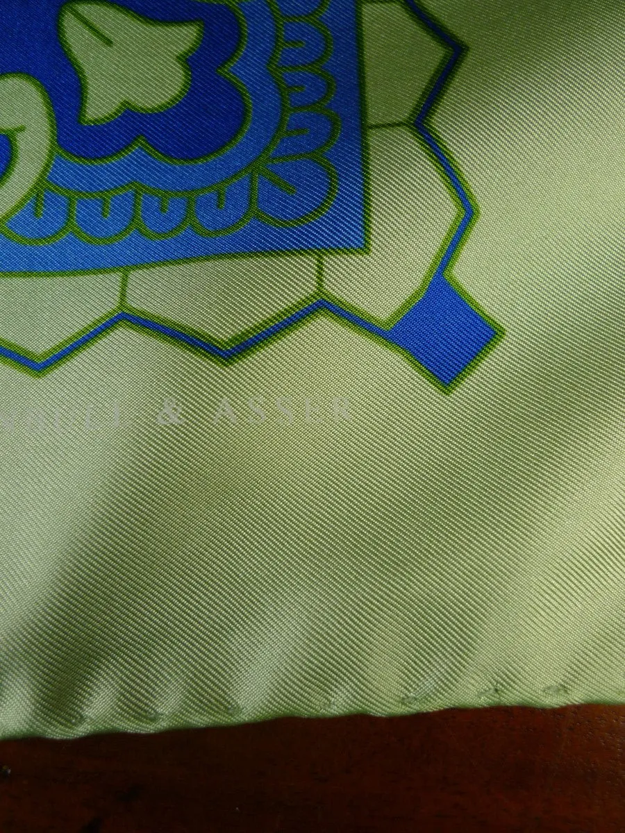 24/0419 new Turnbull & Asser JERMYN ST. red teal paisley design all silk pocket square