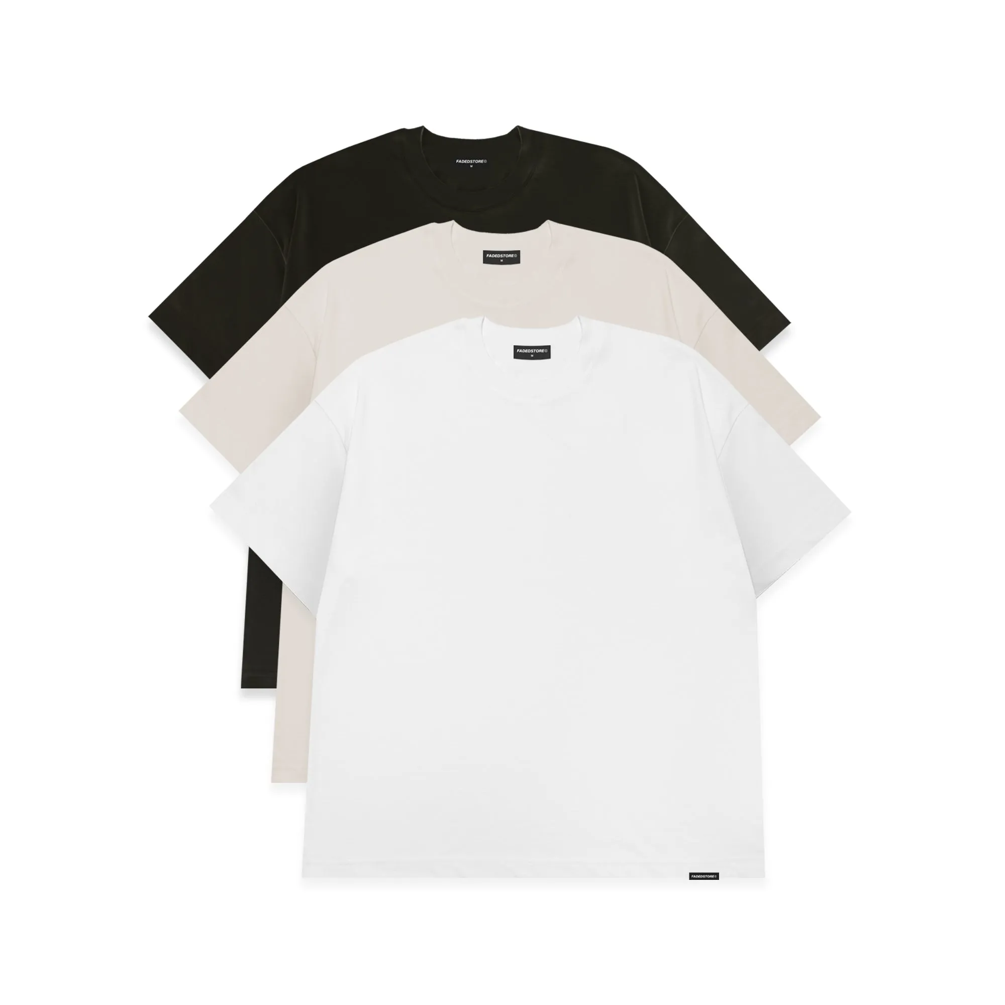3 Pack Regular Fit T-Shirt | Black Off-White White