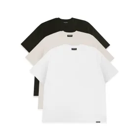 3 Pack Regular Fit T-Shirt | Black Off-White White