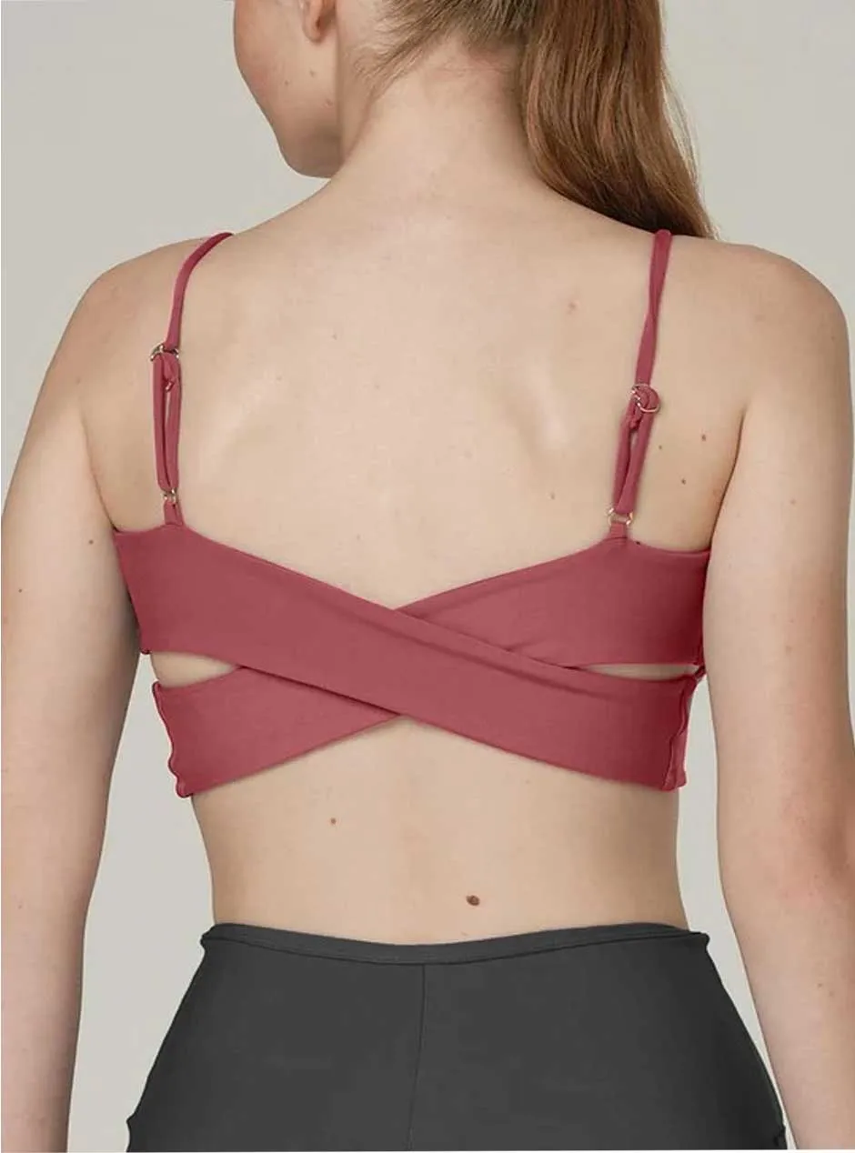 925 Fit Women's Cherry On Top Criss Cross Sports Bra - Mauve-S Pink