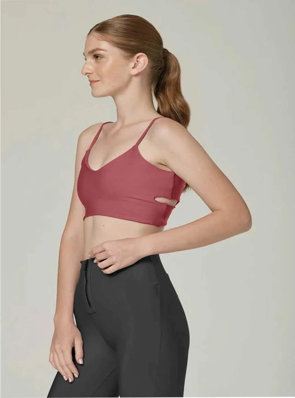 925 Fit Women's Cherry On Top Criss Cross Sports Bra - Mauve-S Pink