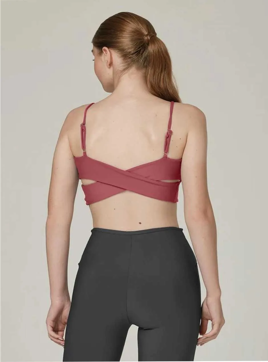 925 Fit Women's Cherry On Top Criss Cross Sports Bra - Mauve-S Pink