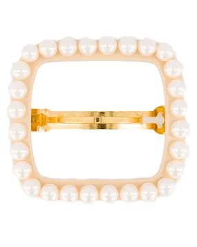 Achromatic Faux Pearl Square Hair Barrette