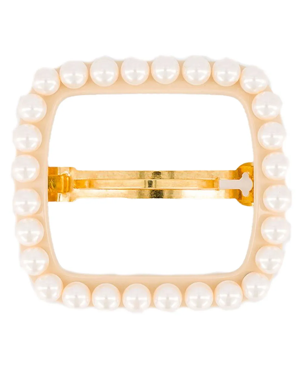 Achromatic Faux Pearl Square Hair Barrette