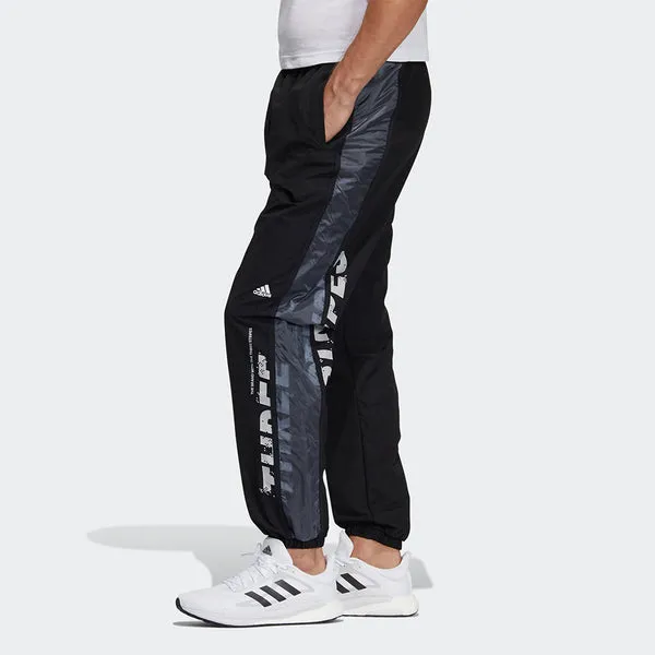 adidas M Wrd Wov Pnt Contrasting Colors Loose Woven Sports Pants Black