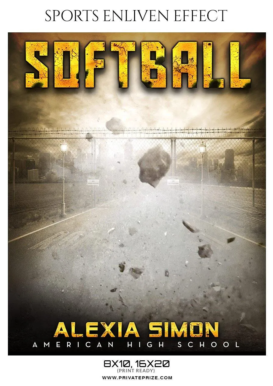 Alexia Simon - Softball Sports Enliven Effect Photography template