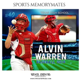 Alvin Warren Baseball Sports Memory Mate Photoshop Template
