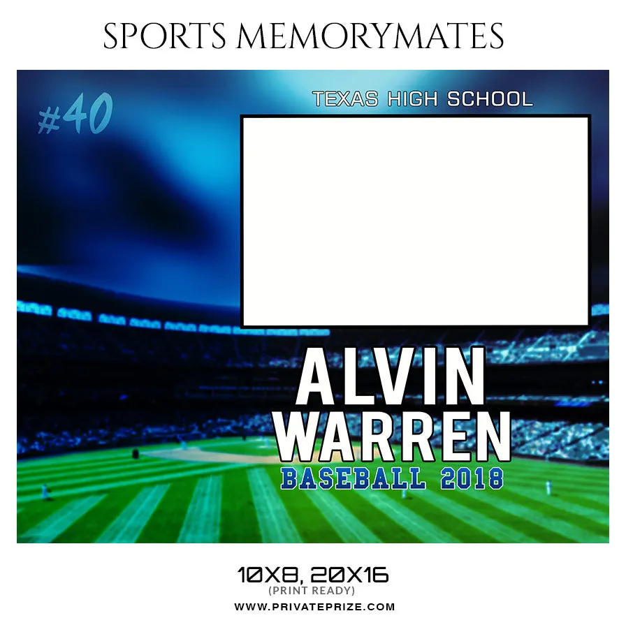 Alvin Warren Baseball Sports Memory Mate Photoshop Template
