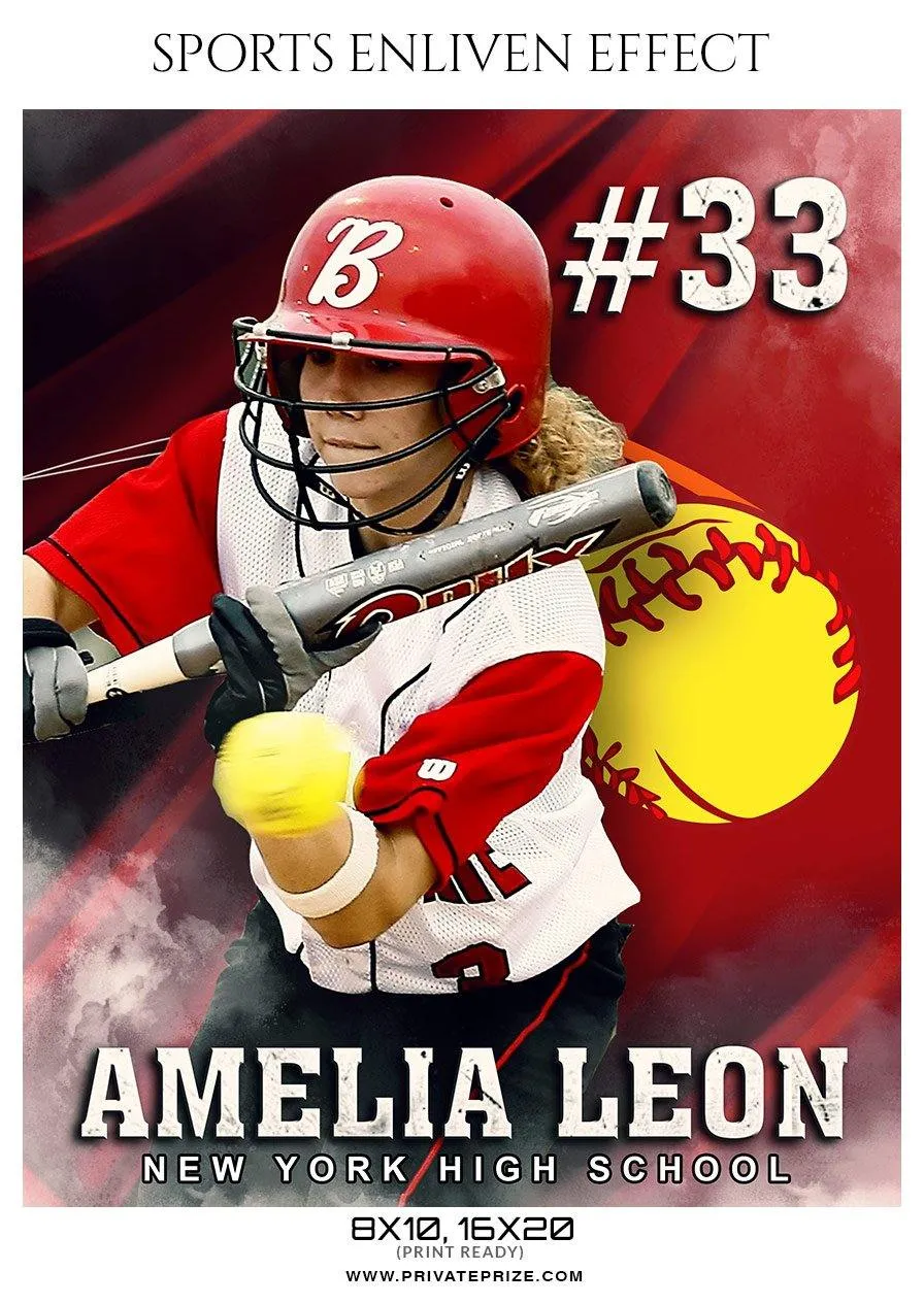 Amelia leon - Softball Sports Enliven Effect Photography template