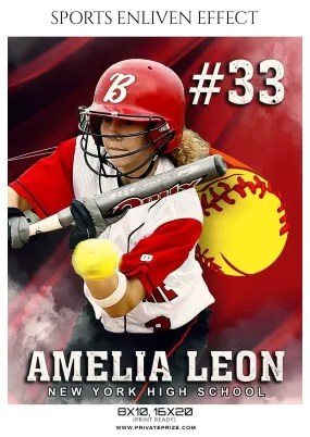Amelia leon - Softball Sports Enliven Effect Photography template