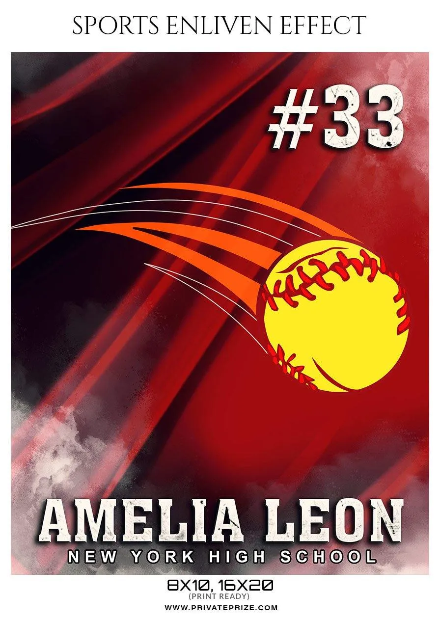 Amelia leon - Softball Sports Enliven Effect Photography template