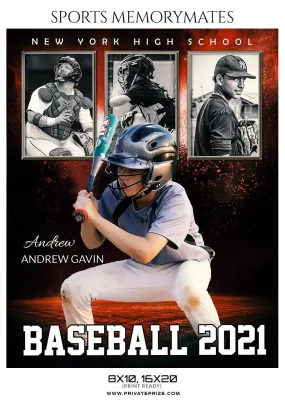 Andrew Gavin - Baseball Sports Memorymate Photography Template