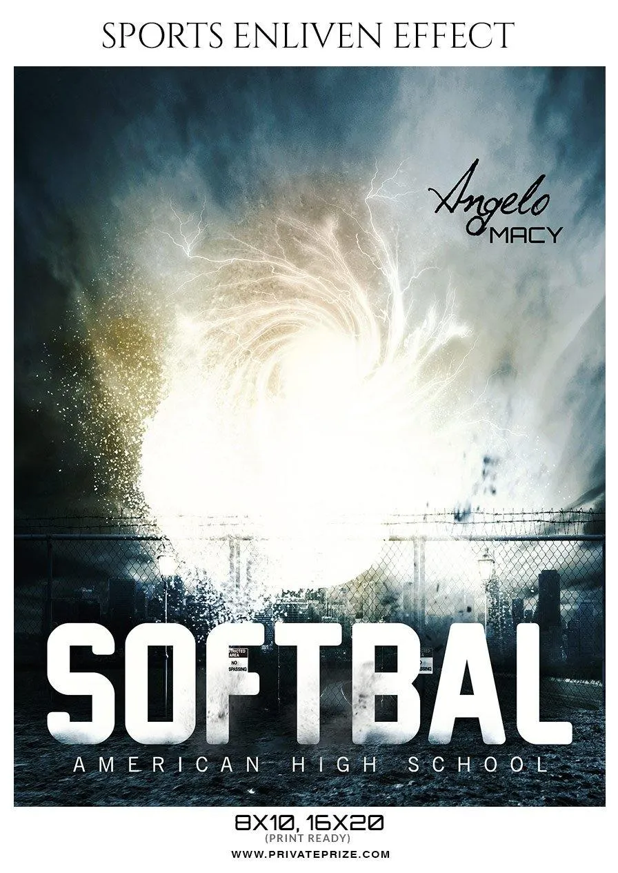 Angelo Macy - Softball Sports Enliven Effect Photography template