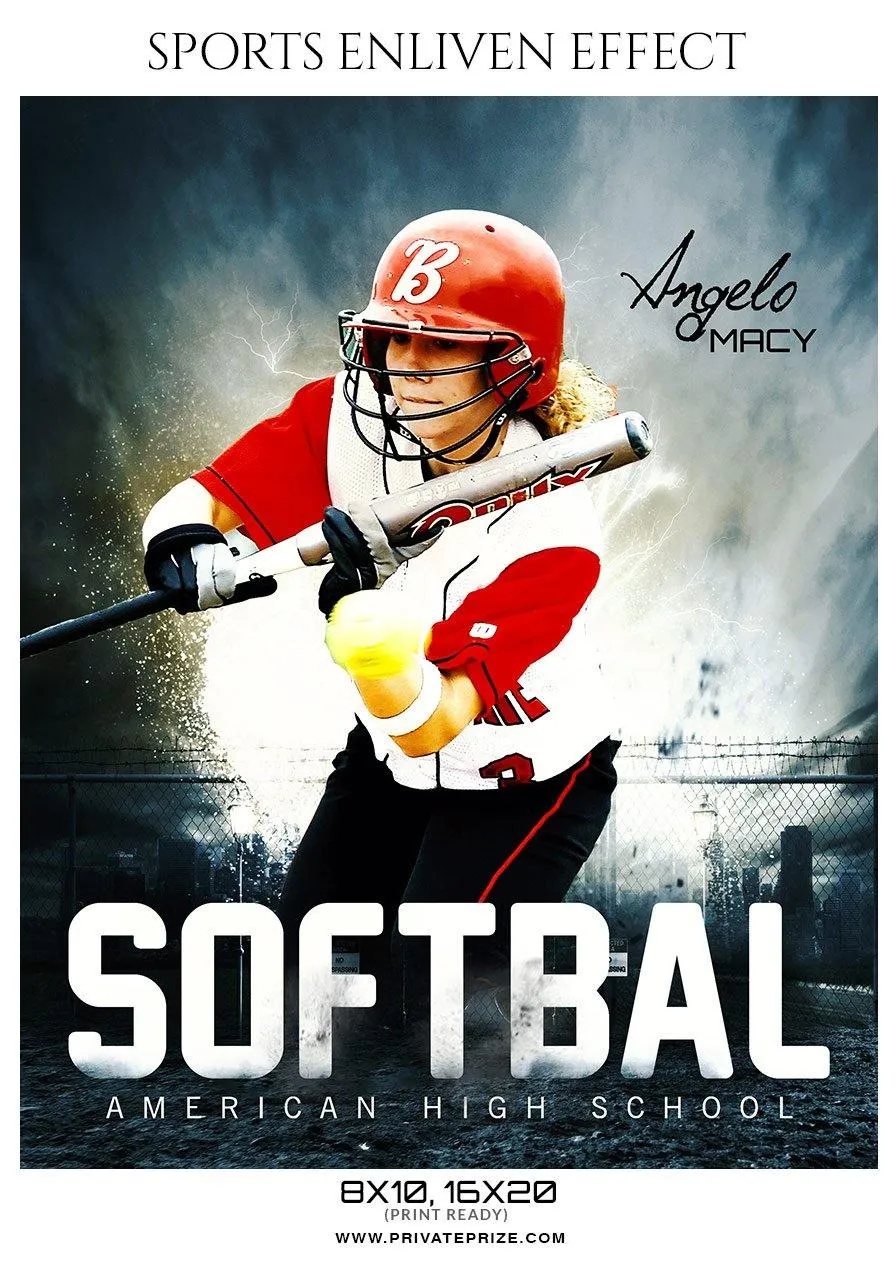 Angelo Macy - Softball Sports Enliven Effect Photography template