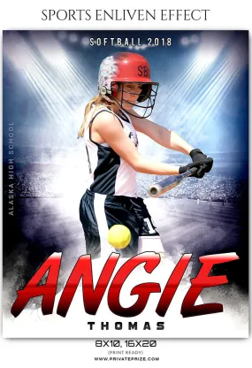 Angie Thomas - Softball Sports Enliven Effects Photoshop Template