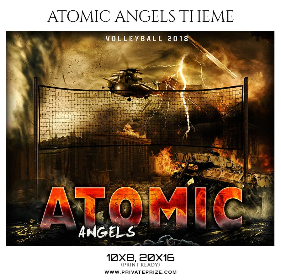 Atomic Angels Volleyball Themed Sports Photography Template
