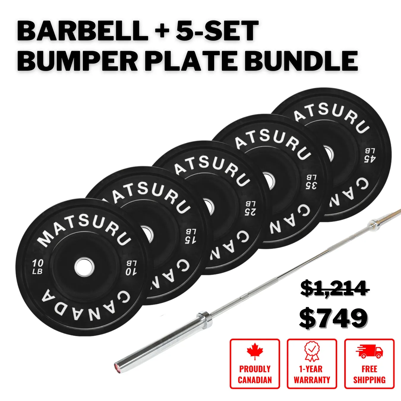 Barbell   5-Set Bumper Plates Bundle