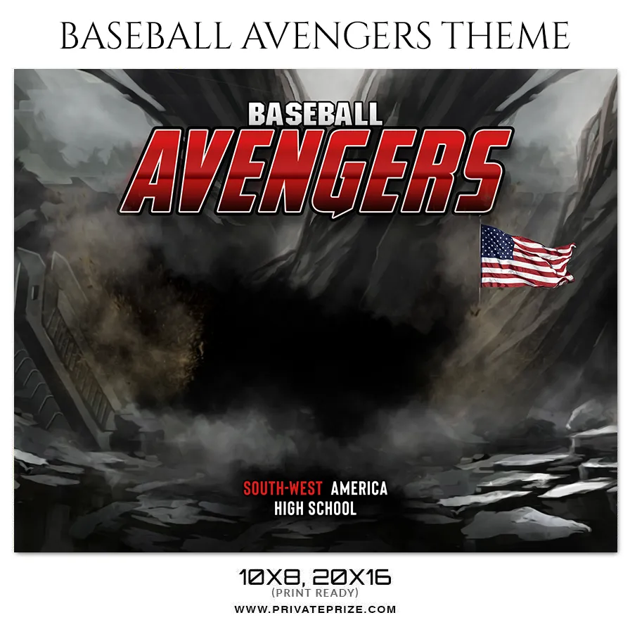 Baseball Avengers Themed Sports Photography Template