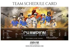 Baseball - Team Sports Schedule Card Photoshop Templates