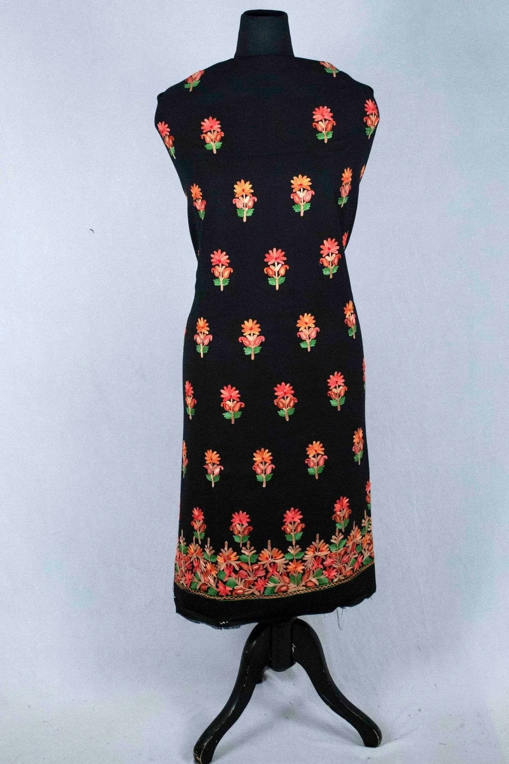 Black  Aari Work Salwar Kameez With Zari Work Neckline Embroidery Along With Embroidered Dupatta