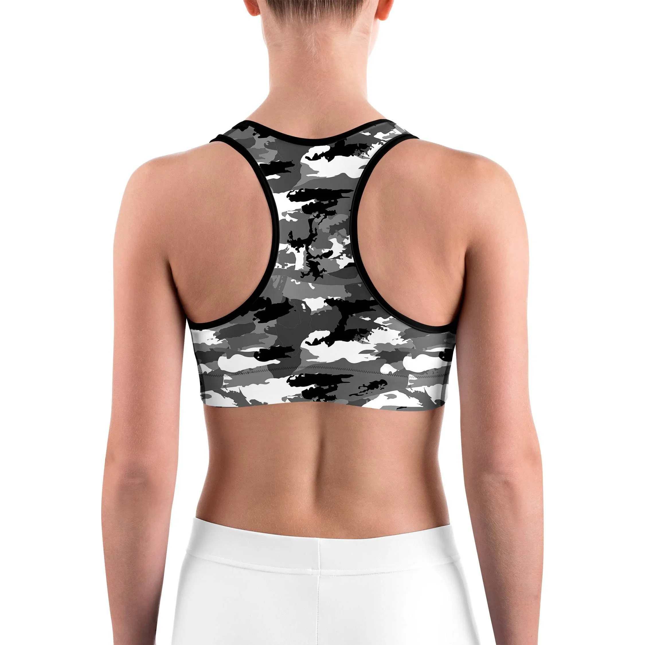 Black & White Camo Sports Bra