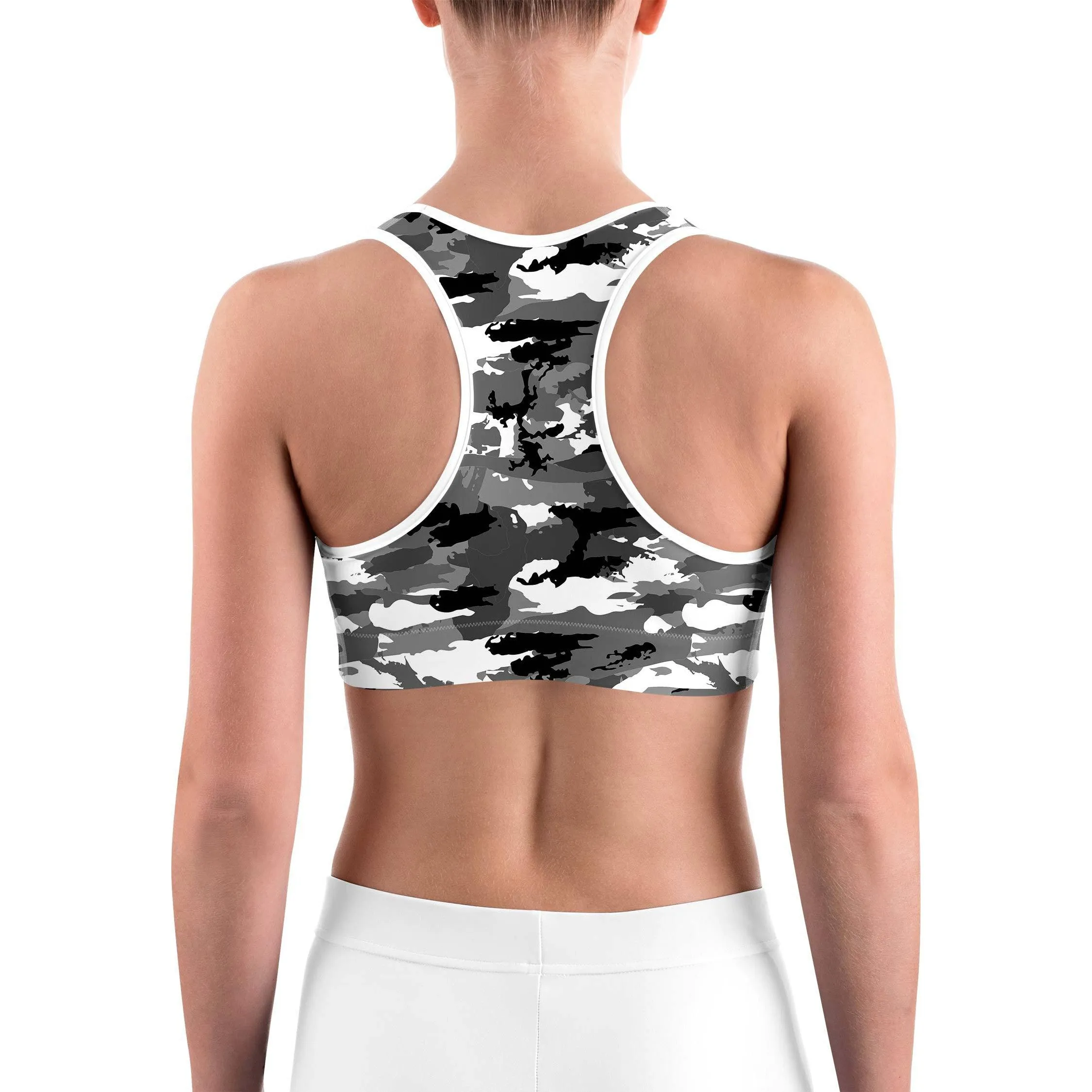 Black & White Camo Sports Bra