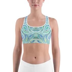 Blue and Green Paisley Sports Bra