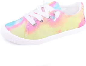 Boy and Girl Slip on Canvas Sneaker, Kids Low Top Casual Fashion Shoes, Comfy Lace up Walking Shoes
