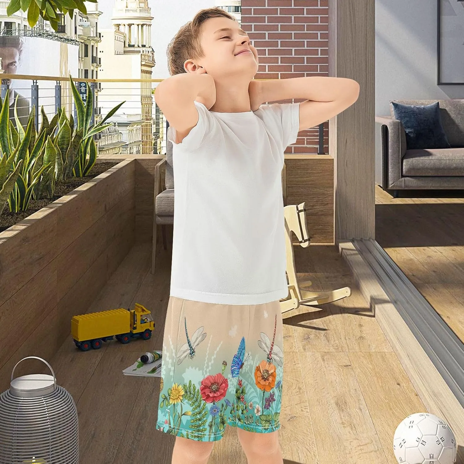 Boys Athletic Shorts Size 7-15 Boys' Casual Shorts with Pockets Elastic Waist Summer Kids Bottom for Sports Homewear