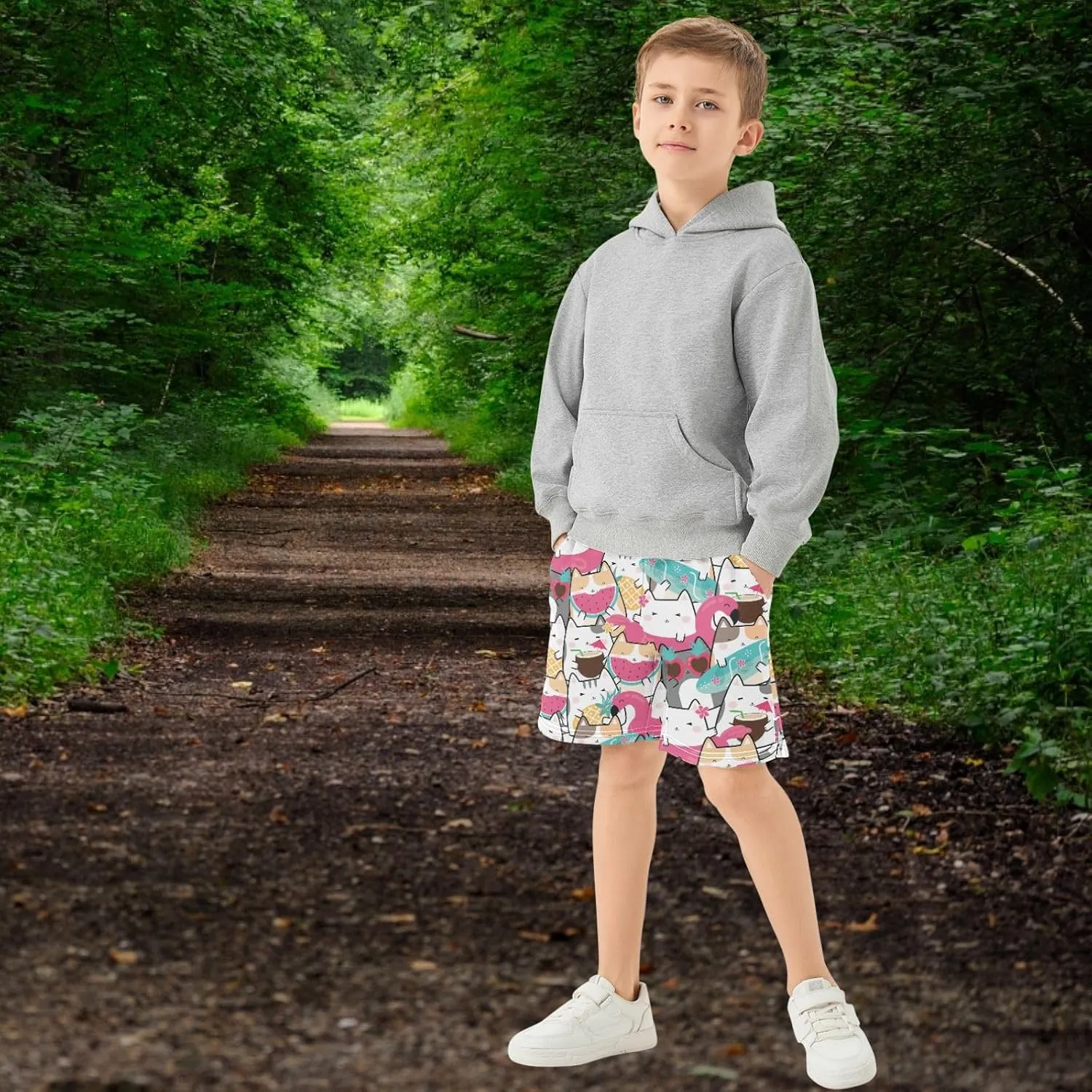Boys Athletic Shorts Size 7-15 Boys' Casual Shorts with Pockets Elastic Waist Summer Kids Bottom for Sports Homewear