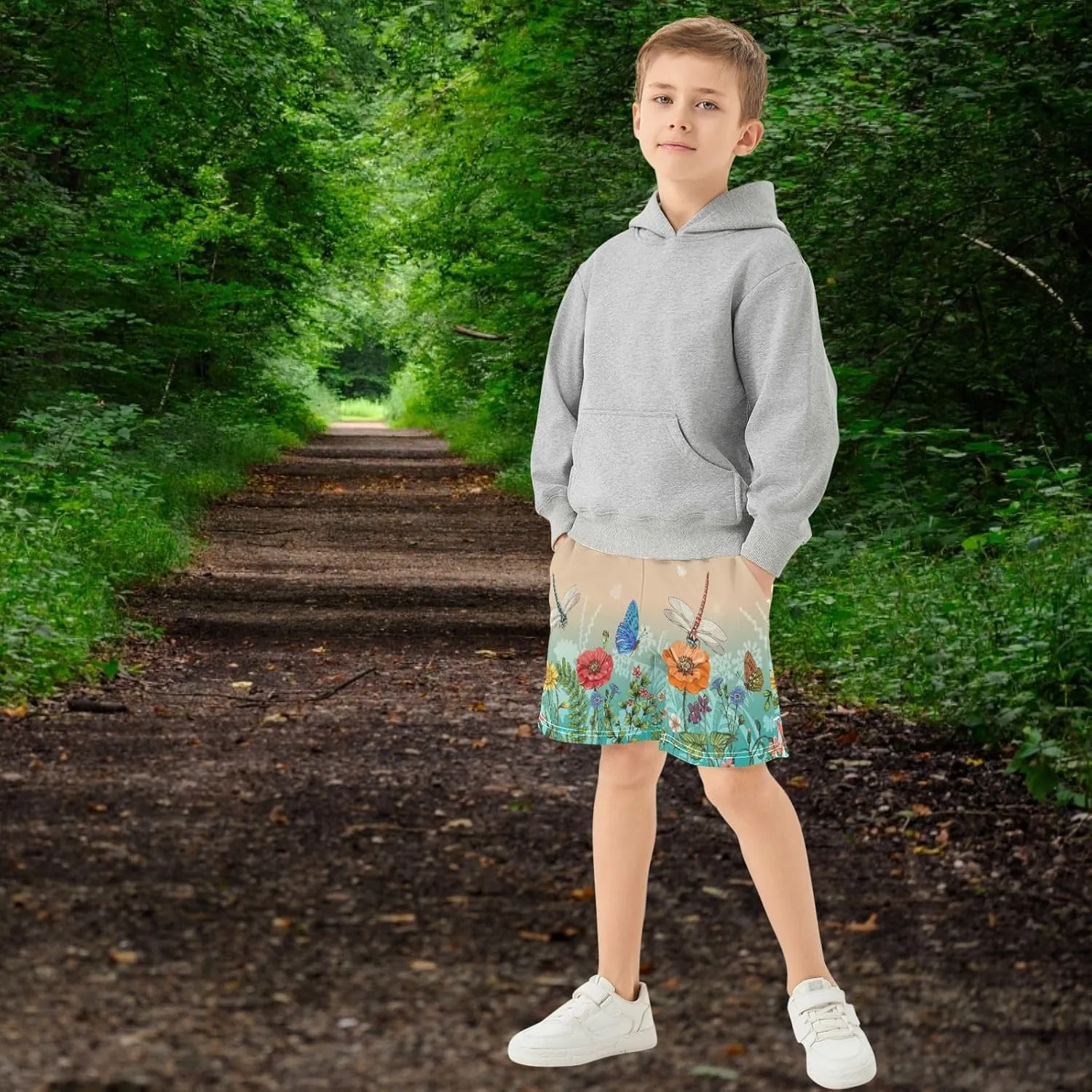 Boys Athletic Shorts Size 7-15 Boys' Casual Shorts with Pockets Elastic Waist Summer Kids Bottom for Sports Homewear
