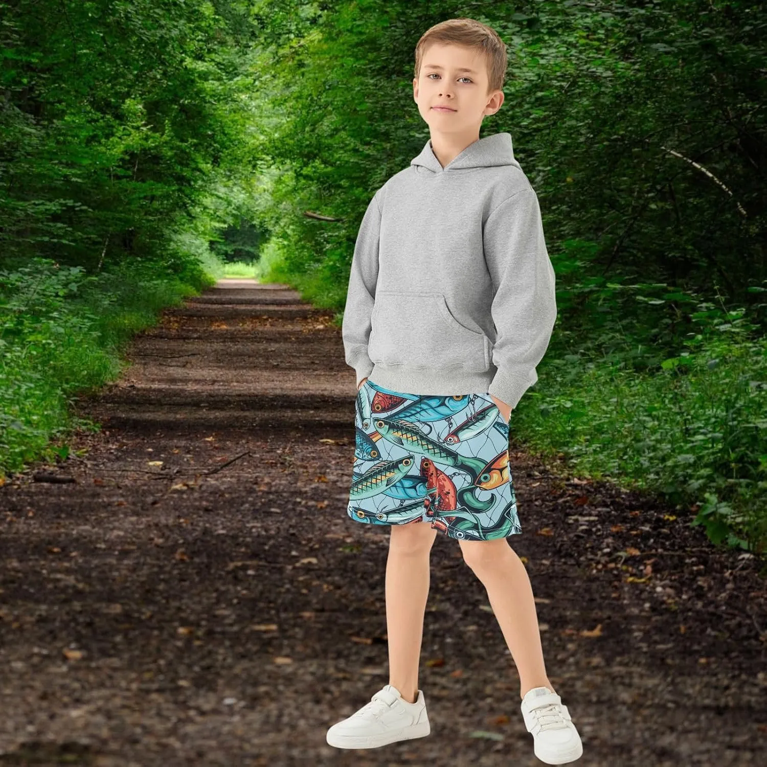 Boys Athletic Shorts Size 7-15 Boys' Casual Shorts with Pockets Elastic Waist Summer Kids Bottom for Sports Homewear