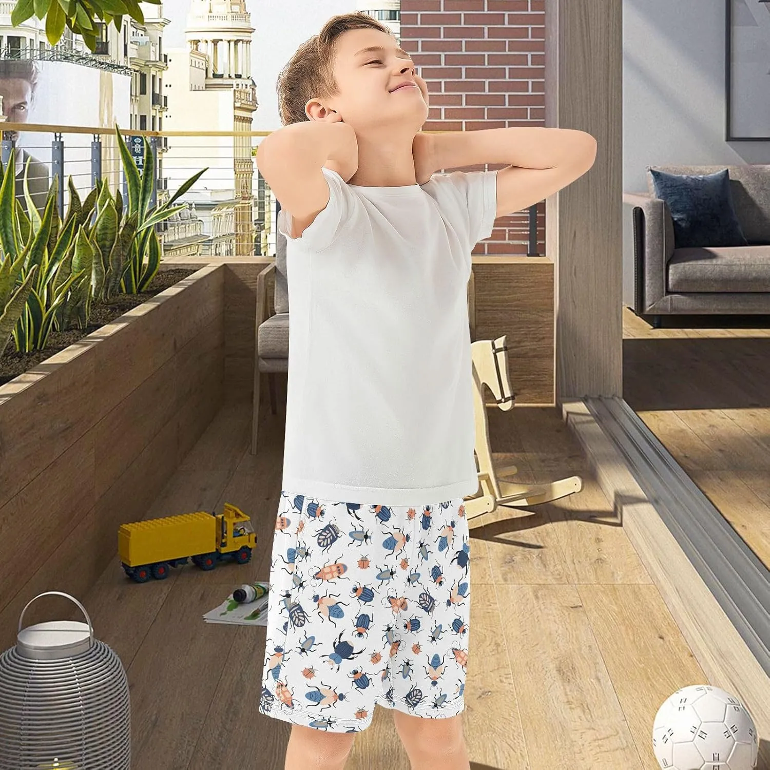 Boys Athletic Shorts Size 7-15 Boys' Casual Shorts with Pockets Elastic Waist Summer Kids Bottom for Sports Homewear