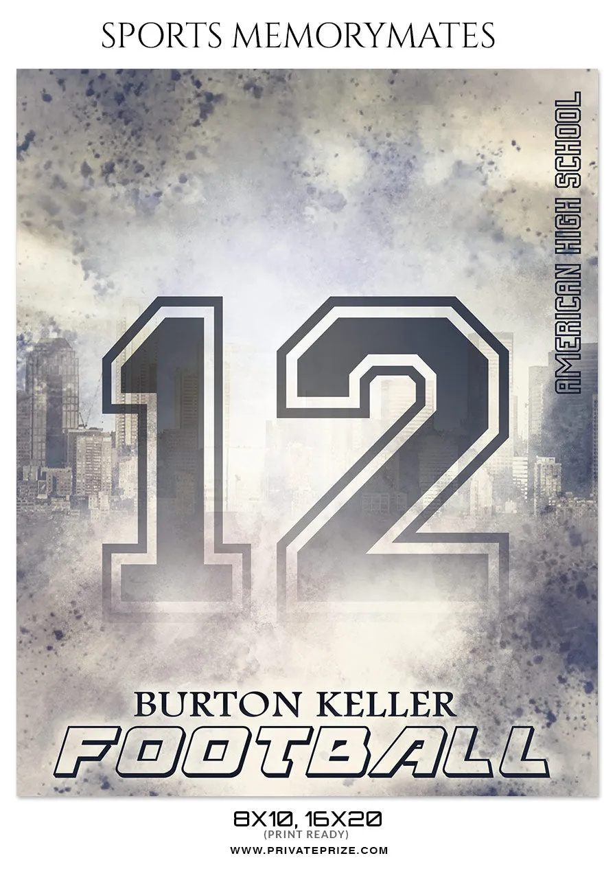 Burton Keller - Football Sports Memory Mates Photography Template
