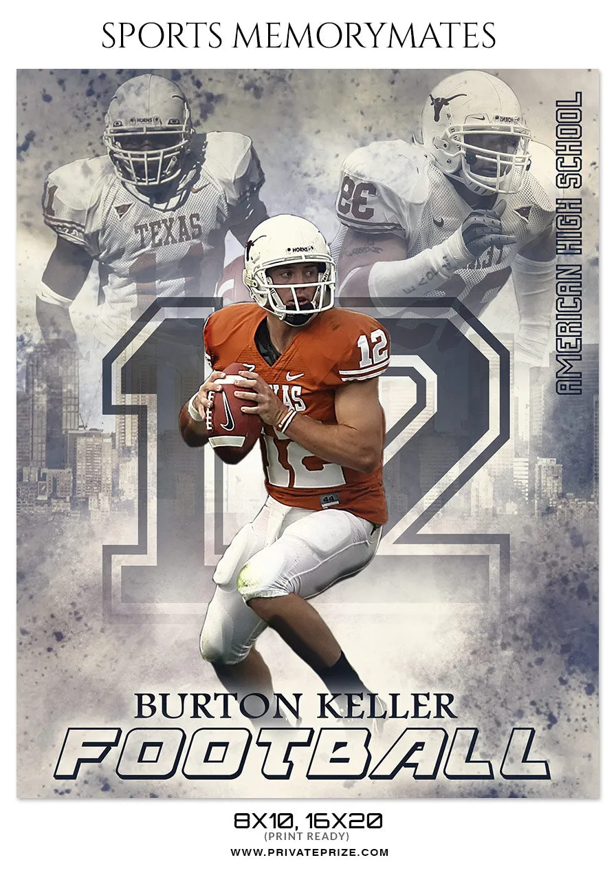 Burton Keller - Football Sports Memory Mates Photography Template