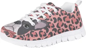 Cat Dog Print Mesh Tennis Shoes for Kids Girls Soft Breathable Lightweight Cute Athletic Running Shoes