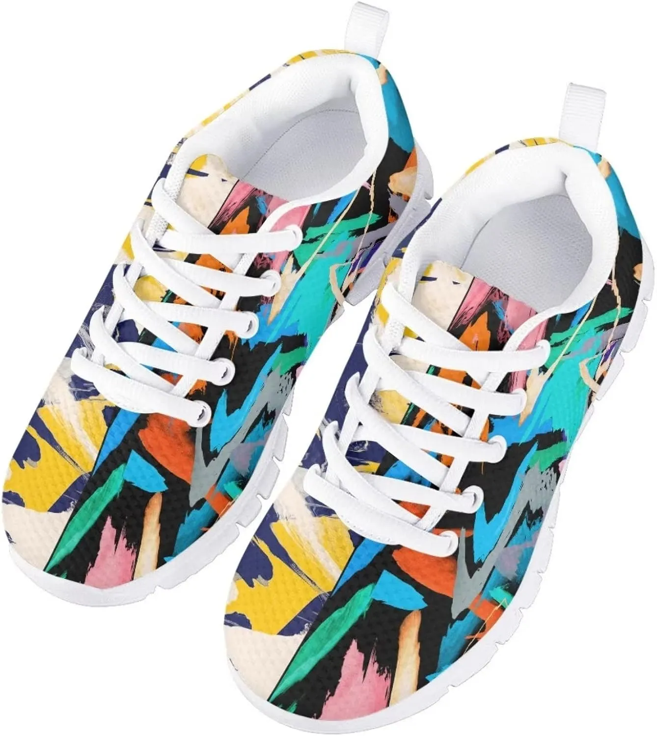 Cat Dog Print Mesh Tennis Shoes for Kids Girls Soft Breathable Lightweight Cute Athletic Running Shoes