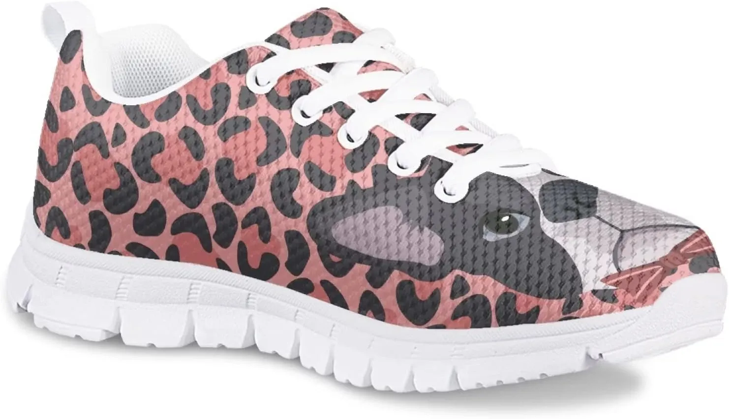 Cat Dog Print Mesh Tennis Shoes for Kids Girls Soft Breathable Lightweight Cute Athletic Running Shoes