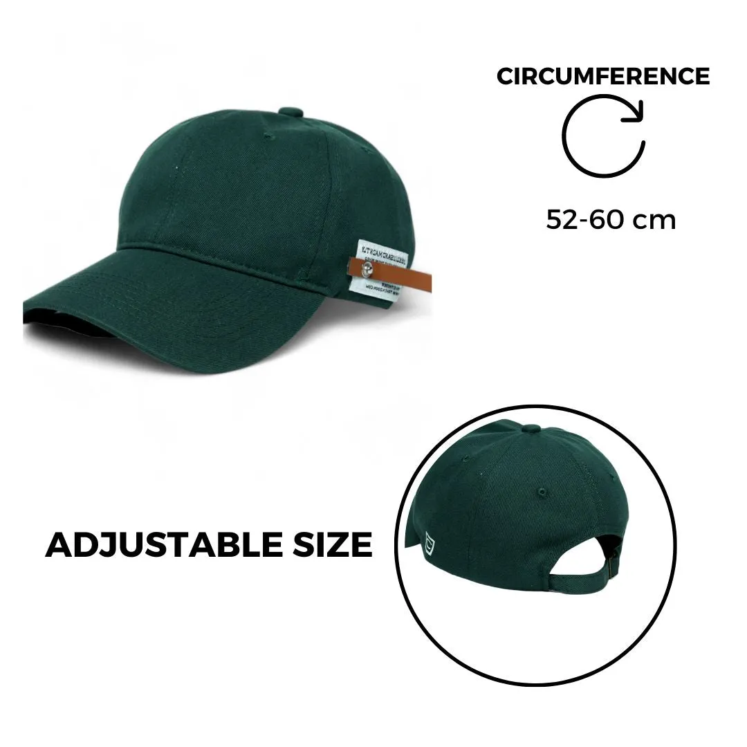 Chokore Curved Brim Leather Label Baseball Cap (Dark Green)