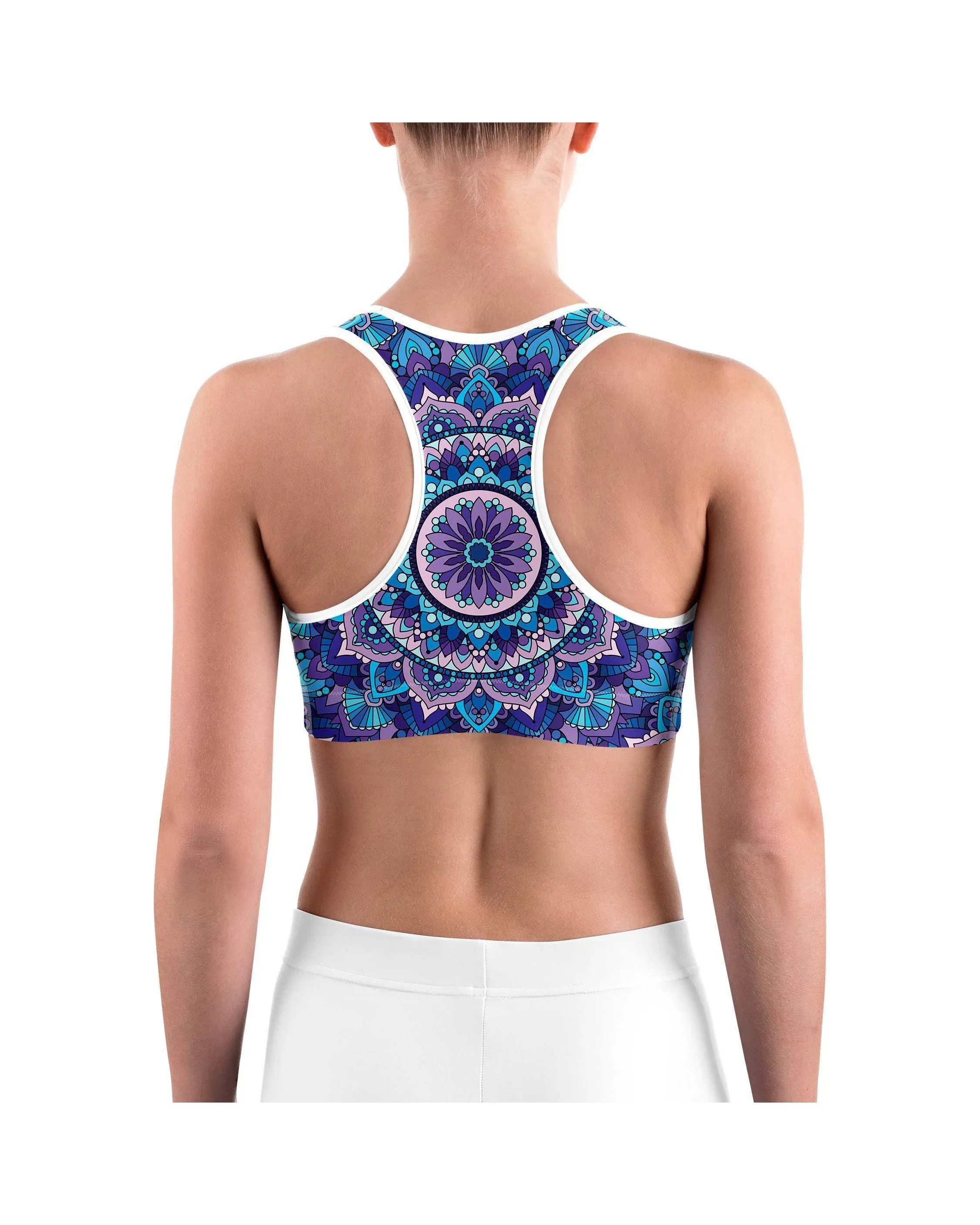 Colorful Blue Mandala Sports Bra